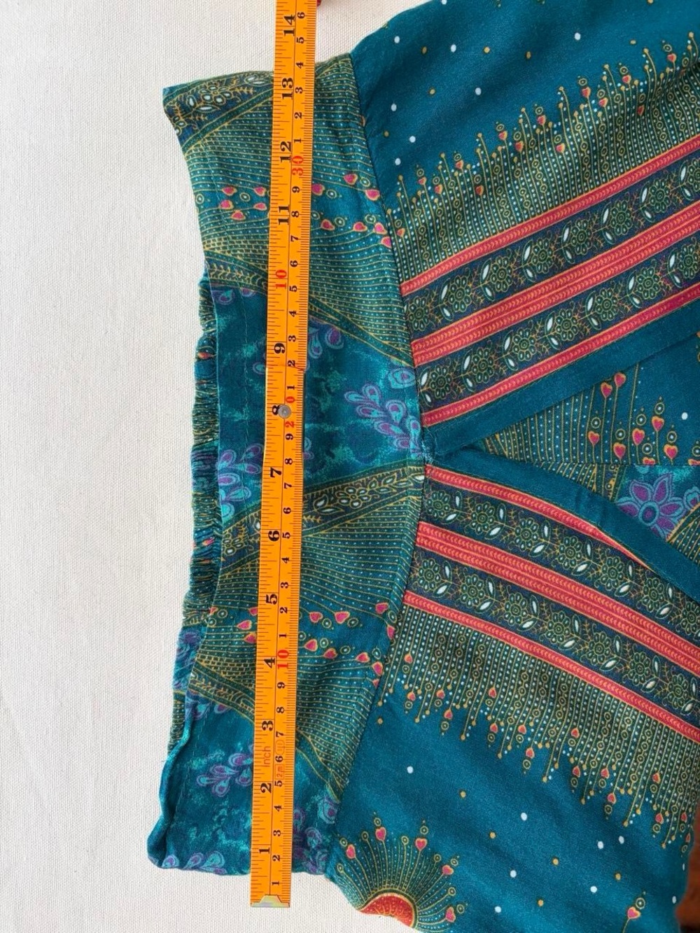 Three Cranes Gallery Women's Teal Printed Split-Leg Palazzo Pants S/M Boho Artsy - Picture 6 of 8